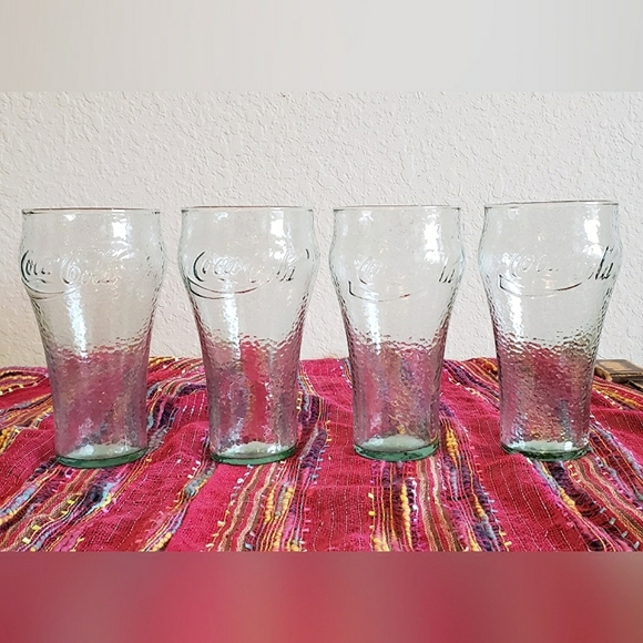 Coca Cola | Dining | 4 Vintage Cocacola Coke Pebble Glass Tumblers Cups ...